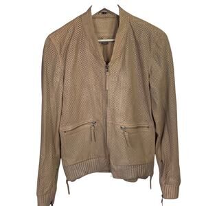 Bano eeMee Women’s Leather Tan Canadian Made Mesh Moto Jacket Size 4